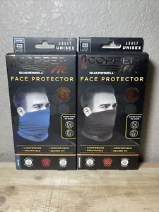 NEW 2 PACK Copper Fit Guardwell Face Protector Mask Gaiter Adult - Blue/charcoal - Picture 1 of 2