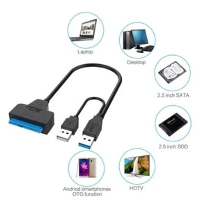 Dual USB 3.0 to SATA Hard Drive Adapter Cable, 2.5 USB /SSD HDD ConverterUK F5X8 - Photo 1/14
