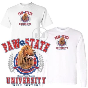 Irish Setter weißes kurz-/Langarm-T-Shirt Hund Paw State University M-3X - Bild 1 von 3