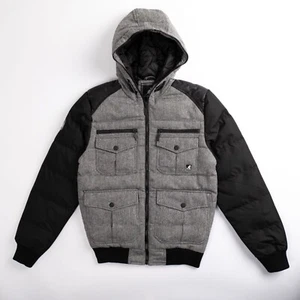 Mens Kangol Wool Blend Padded Puffer Hooded Coat Contrast Sleeve Penta K601361A - Picture 1 of 4