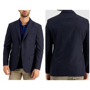 Tommy Hilfiger Modern-Fit Blue Check Plaid Wool Blazer Sport Coat Jacket 38S - Picture 1 of 9
