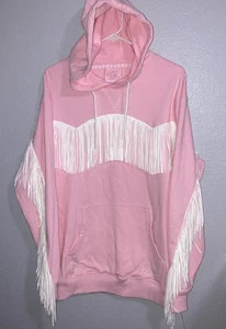 Trixie Mattel Infamous Pink Western Unisex Fransen Fleece Kapuzen Sweatshirt Gr. M - Bild 1 von 7