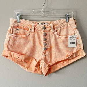 Free People We the Free Romeo Rolled Cuff Cutoff Jean Shorts Peach Size 26 NEW - Picture 1 of 12