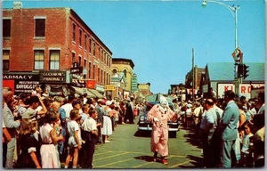 1960s ROCKLAND, Maine Postcard "Annual Seafoods Festival Parade" Downtown Scene - Picture 1 of 2