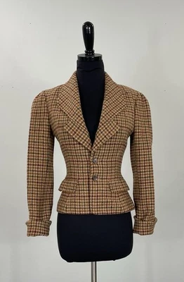Ralph Lauren Cropped Tan Plaid Fitted Blazer - Size 2/4 - Image 1 of 4