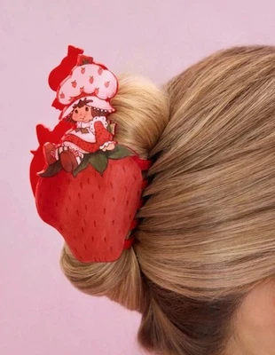 NUEVO Pinzas para el cabello ROJAS con clip de garra para pastel corto de fresa Foto 1 de 4