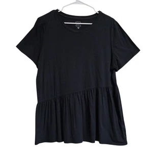 Women's GAP Black Asymmetrical Ruffled Short-Sleeve T-Shirt Size Large Tall - Picture 1 of 1