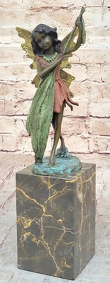 Bronze Baby Girl Angel Book End Bookend Art Deco Figure Figurine Sculpture Decor - Image 1 of 4