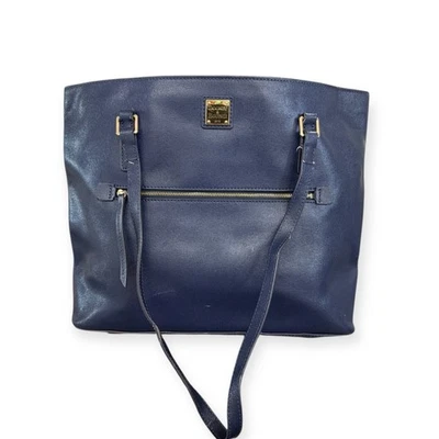 Сумка с короткими ручками для покупок Dooney & Bourke из сафьяновой кожи морская темно-синяя - Изображение 1 из 4