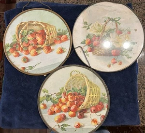 Vintage Antique Chimney Flue Covers FRUIT Germany Lot Of 3 Apples Strawberries - Picture 1 of 5