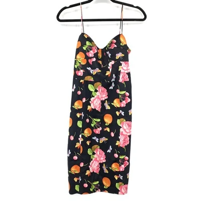 Vestido Vaina David Meister Vintage Mujer Talla 6 Estampado Floral Cítrico Seda  Foto 1 de 4