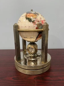 Antique Precious Gemstone World Globe With Clock, Hydrometer, & Temp - Picture 1 of 6