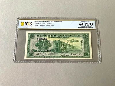 Guatemala 1 Quetzal P-30 1957  PCGS 64 PPQ - Image 1 of 4