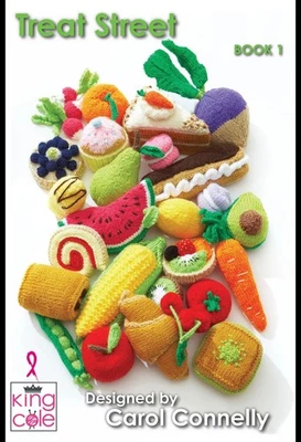 King Cole TREAT STREET KNITTING PATTERN BOOK Cakes & Fruit etc DK Carol Connelly - Image 1 of 4