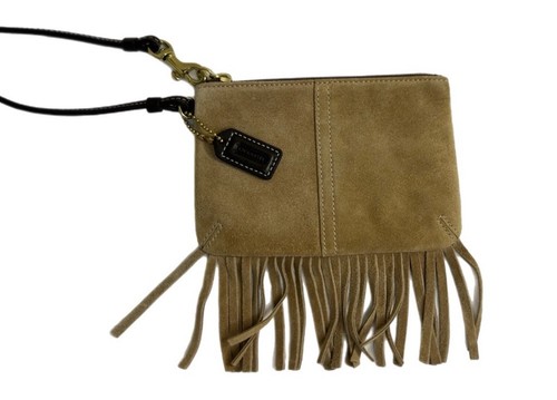 Bracciale Coach in camoscio con frange e cinturino in pelle