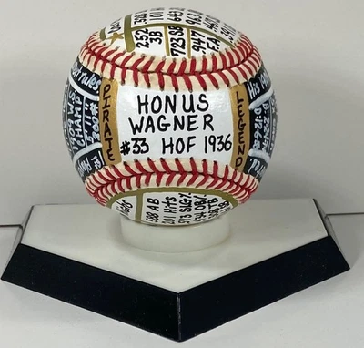 Honus Wagner VCBC SuperStats LEGENDS ONL Baseball, Hand Painted, Pirates - Image 1 of 4