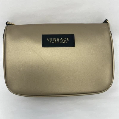 Versace Parfums Small Gold Clutch Bag With Zipper Closure - Image 1 of 4