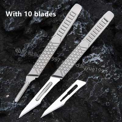 EDC 钛合金实用刀头皮刀片剪纸刀带鞘户外工具 — 第 1/4 张图片