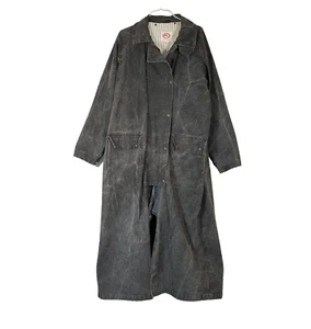 The Australian Outback Collection Duster Trench Coat Mens XL Black/Gray Denim - Picture 1 of 12
