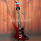 Special Shape Metallic Red Electric Guitar HH Pickup Basswood Body 6 String