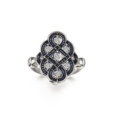 GORGEOUS SAPPHIRE/WHITE TOPAZ RING UK Size "M" US 6.5 - Image 1 of 4