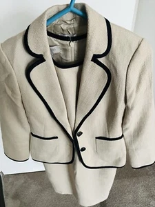 HOBBS Two Piece Dress Jacket Suit 100% Cotton Cream colour - UK size 6-8 - Picture 1 of 22