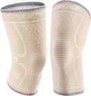 CAMBIVO 2 Pack Knee Braces for Knee Pain, Knee Compression Sleeve Beige Small