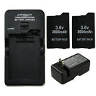 3600mAH Rechargeable Battery Pack For PSP 2000 2001 2006 3000 / AC WALL Charger