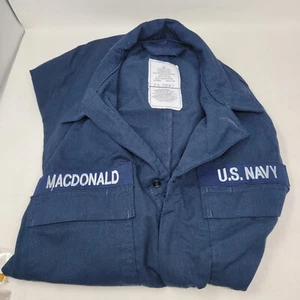 US Navy Utility Coveralls Jumper 38L FR Fire Resistant 8415-01-661-2287 Blue 2av - Picture 1 of 7