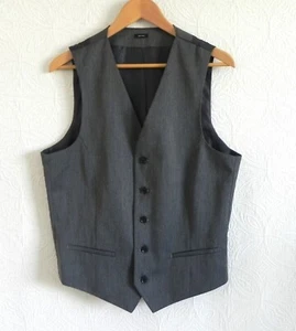 J.Ferrar Vest Mixed Gray 5 Buttons Pockets Polyester Blend Slim Fit Size M - Picture 1 of 8