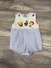 Vintage Circus Animal Train Baby Togs Boy Outfit Bubble Seersucker Blue 6/9mos