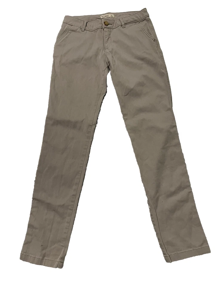 Girls Khaki Pants Tan Stone sz 14 Abercrombie & Fitch Uniform Prep Trousers - Image 1 of 4