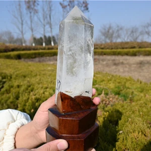 1.38LB Natural Clear Quartz Obelisk Tower Quartz Cystal Point Wand+ Stand XA5533 - Picture 1 of 19
