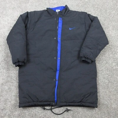 Chaqueta Nike Vintage Niños Extra Grande 18-20 Negra Azul Swoosh Logo Exterior Nylon Foto 1 de 4
