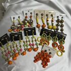 Vntage Plastic Pierced Earrings 70’s Orange Lime Yellow Lot Of 11