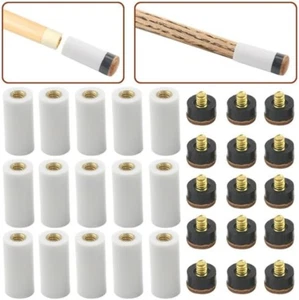 15 Set(30Pcs) Billiard Cue Pure White Ferrules with Screw-On Replaceable Cue Tip - Picture 1 of 12