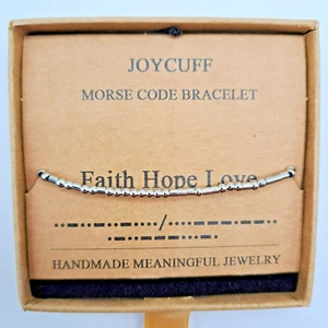 Joycuff "Faith Hope Love" Morse Code Bracelet, Inspirational, Handmade, NIB - Picture 1 of 6