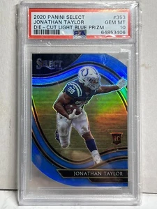 Jonathan Taylor 2020 Panini Select 353 Die-Cut Blue Prizm RC PSA 10 Mint Card!! - Picture 1 of 2