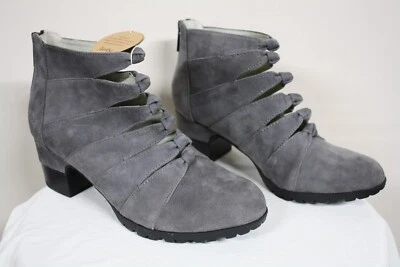 Jambu Samantha Gris Gamuza Cuero Cremallera Recortes Bombas Tobillo 2" Tacón Botas Botines Foto 1 de 4