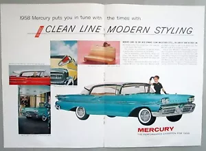 Mercury Montclair 1958 2 puertas "Clean Line" anuncio impreso original de 2 páginas - Imagen 1 de 1
