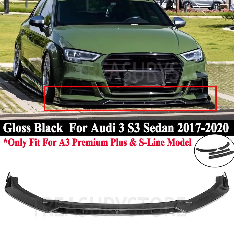 For Audi A3 S-line S3 Facelift 2017-2020 V Style Front Bumper Lip Splitter Kits - Image 1 of 4