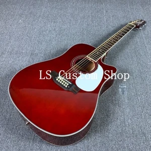 Guitarra Acústica Eléctrica TKM 12 Cuerdas Top de Abeto Agujero de Sonido Perla Púrpura - Imagen 1 de 35