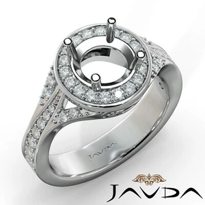 Diamond Engagement Halo Micro Pave Set Anillo Filigrana Redondo Semi Montaje 0,45 Ctw - Imagen 1 de 32