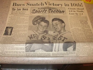 Portada deportiva San Francisco Examiner 27/08/59 - Gigantes pierden ante piratas en 10 - Imagen 1 de 1