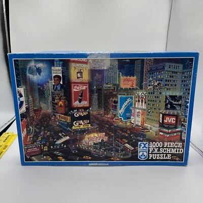 Vintage Time Square New York Nightlife 1000pc Puzzle FX Schmid #90077 Complete - Image 1 of 4