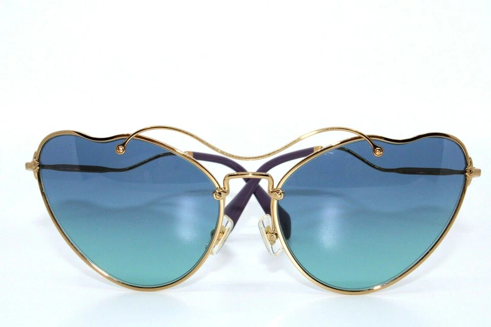 Miu Miu MU55R 7OE-5R2 Gold with Blue Sunglasses New Authentic 65 - Image 1 of 4