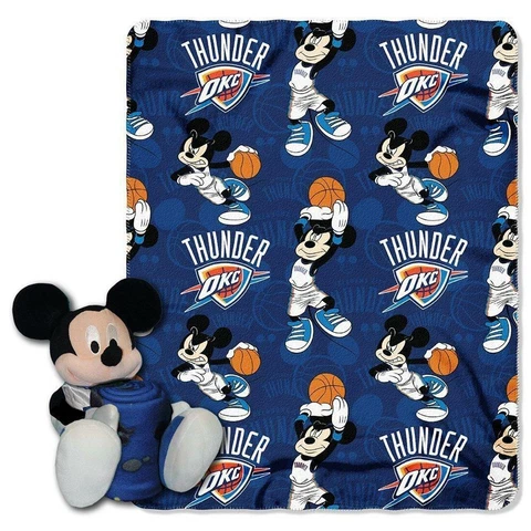 Oklahoma City Thunder Disney Hugger Blanket [NEW] NBA Fleece Throw Mickey Mouse Cover