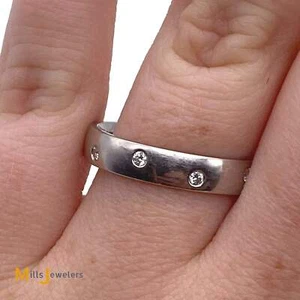 Platinum 950 0.15ctw Natural Diamond Eternity Band Ring Size 8.5 - Picture 1 of 10