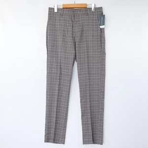 Pantalones de vestir Perry Ellis ajustados elásticos tiro medio ajustados grises a cuadros para hombre talla nuevos con etiquetas - Imagen 1 de 54