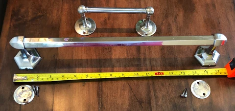 Old Antique Pair Victorian Art Deco Period Towel Rod Bar Holders Bath Bathroom Cover